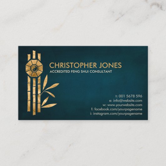 Feng Shui Bagua/Pakua en Lucky bamboo Visitekaartje (Voorkant)