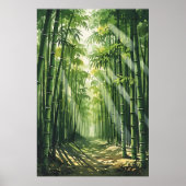 Feng Shui Bamboo Waterverf Schilderij Poster (Voorkant)