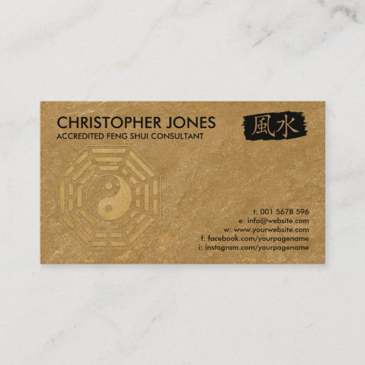 Feng Shui Calligraphy Symbol and Bagua Visitekaartje (Voorkant)
