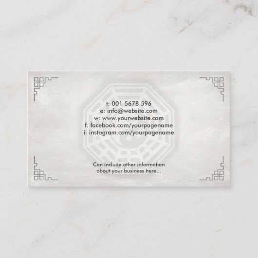 Feng Shui Calligraphy Symbol Waterverf landschap Visitekaartje (Achterkant)