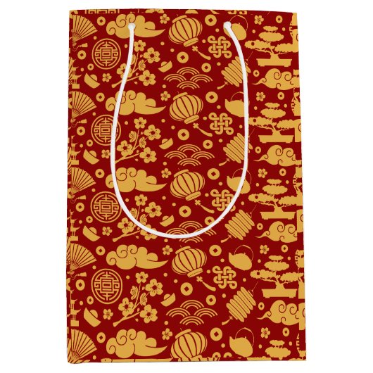 Feng Shui Chic voor Year of the Dragon Chinese Red Medium Cadeauzakje (Voorkant)