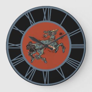 Feng Shui Chinese Qilin Blauwe Cijfers Grote Klok