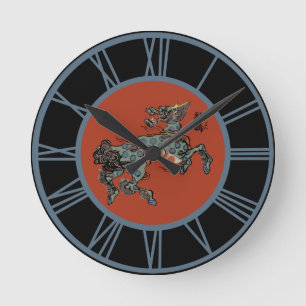 Feng Shui Chinese Qilin Blauwe Cijfers Ronde Klok
