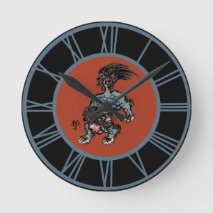 Feng Shui Chinese Shi Leeuw Blauwe Cijfers Ronde Klok