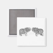 Feng Shui Double Elephant - B&W Magneet (Voorkant / Achterkant)