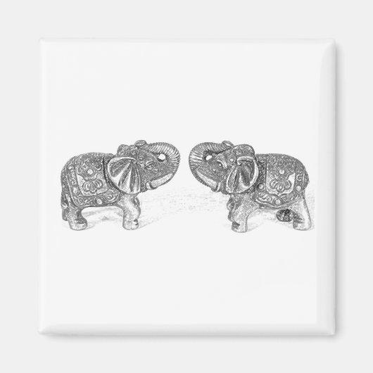 Feng Shui Double Elephant - B&W Magneet (Voorkant)