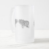 Feng Shui Double Elephant - B&W Matglas Bierpul (Voorkant links)