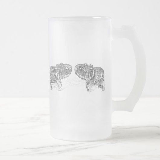 Feng Shui Double Elephant - B&W Matglas Bierpul (Rechts)
