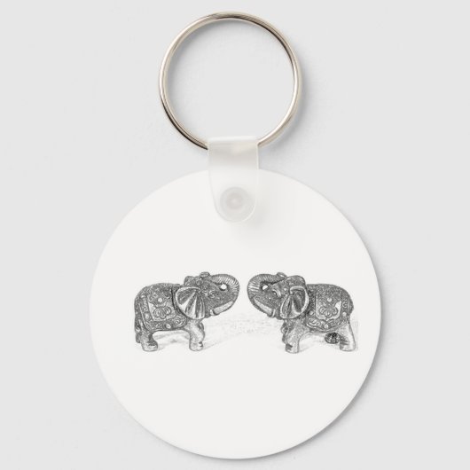 Feng Shui Double Elephant - B&W Sleutelhanger (Voorkant)