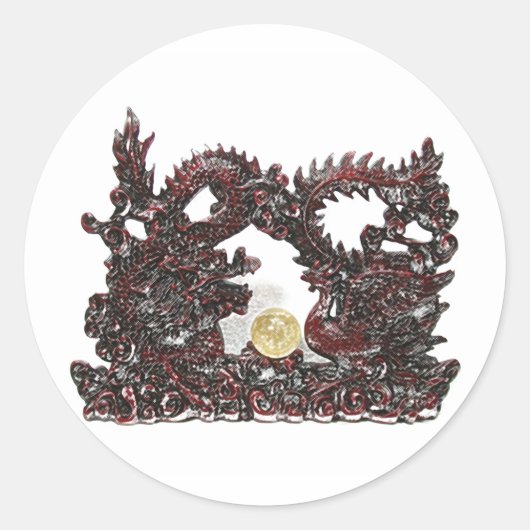 Feng Shui Dragon & Phoenix Ronde Sticker (Voorkant)