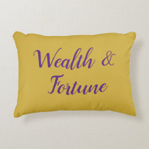 Feng Shui Gold & Paarse "Wealth & Fortune" Accent Kussen