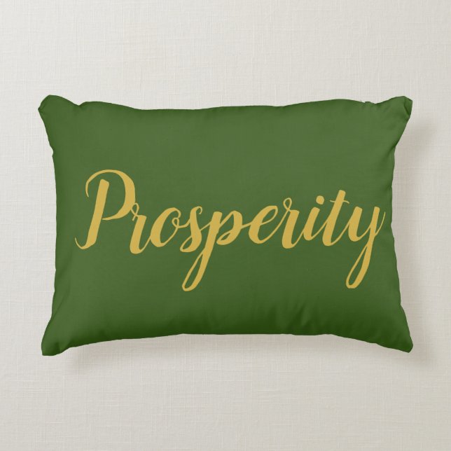 Feng Shui Green & Gold "Prosperity" Accent Pillow Accent Kussen (Voorkant)