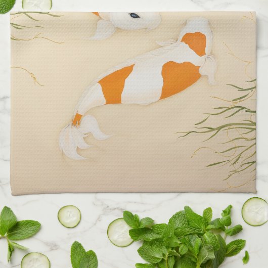 Feng Shui Koi vishanddoek Theedoek (Gevouwen)