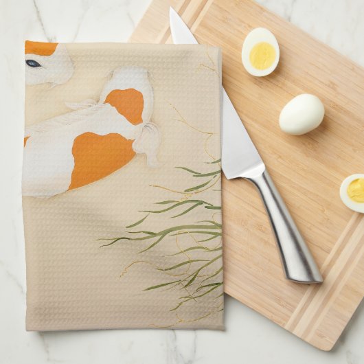 Feng Shui Koi vishanddoek Theedoek (Quarter Fold)