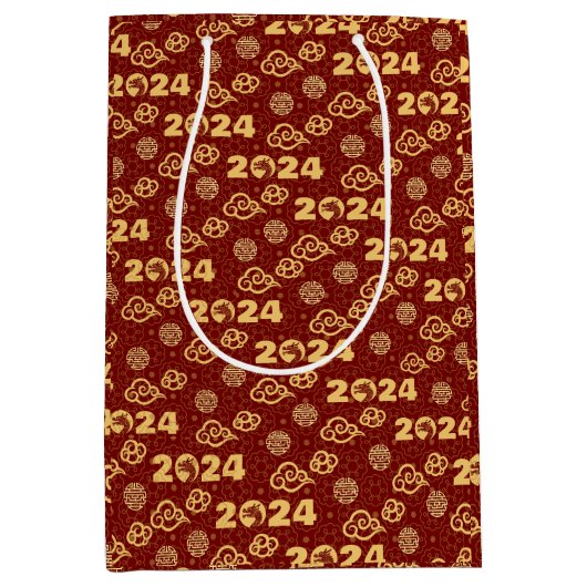 Feng Shui Luck voor Lunar Dragon 2024 Oriental Red Medium Cadeauzakje (Voorkant)