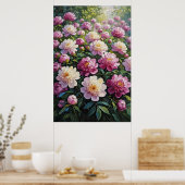 Feng Shui Peony olieverfschilderij - Overvloedige Poster (Keuken)