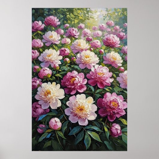 Feng Shui Peony olieverfschilderij - Overvloedige Poster (Voorkant)