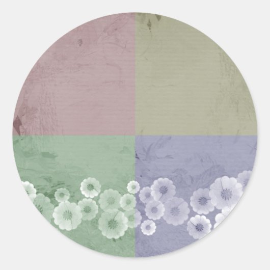 Feng Shui stijl met bloemen Ronde Sticker (Voorkant)