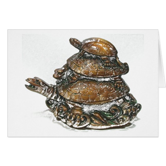 Feng Shui Triple Turtle - Gold (Voorkant Horizontaal)
