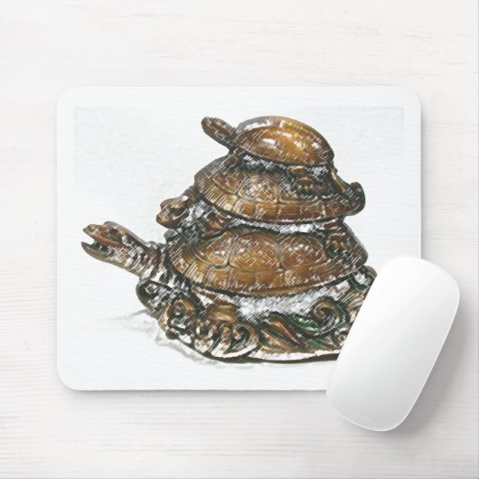 Feng Shui Triple Turtle - Gold Muismat (Met muis)