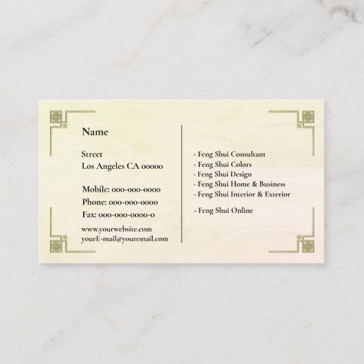 Feng Shui Visitekaartje (Achterkant)