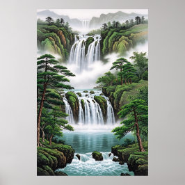 Feng Shui Waterval Schilderij – Wealth Flow Poster