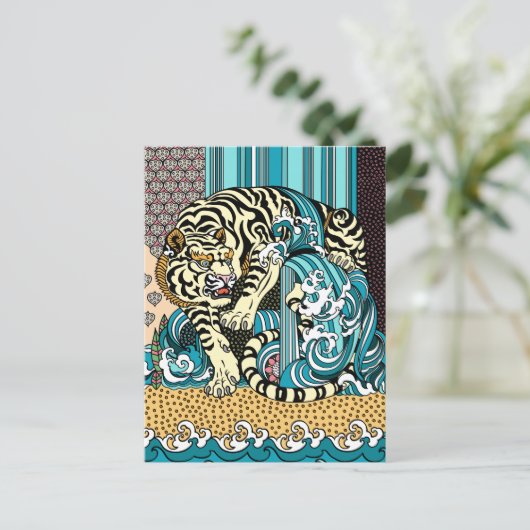 Feng Shui White Tiger Briefkaart (Staand voorkant)