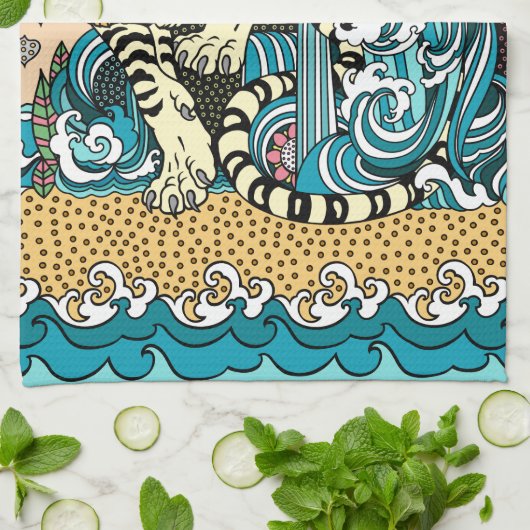 Feng Shui White Tiger Kitchen Towel Theedoek (Gevouwen)