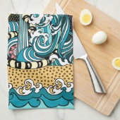 Feng Shui White Tiger Kitchen Towel Theedoek (Quarter Fold)