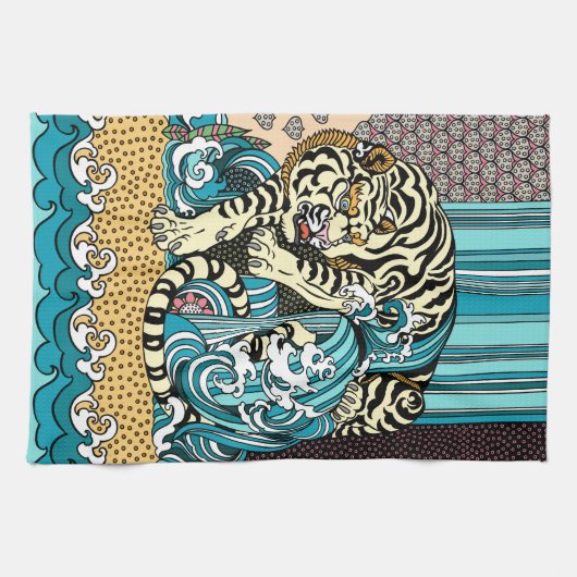 Feng Shui White Tiger Kitchen Towel Theedoek (Horizontaal)