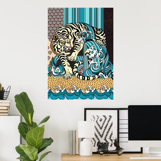 Feng Shui White Tiger Poster (Thuiskantoor)