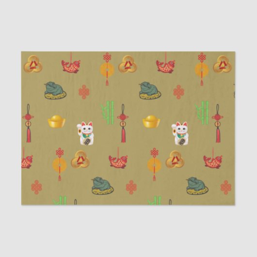 Fengshui Good Luck, Money and Abundance Symbols Tissuepapier (Voorkant)