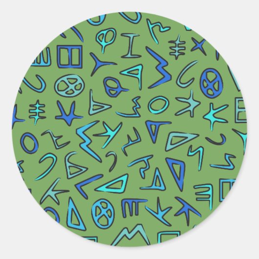 Fenicisch alfabet ronde sticker (Voorkant)