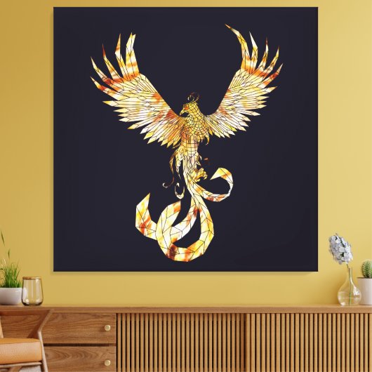 Fênix em chamas - Phoenix on fire. Canvas Afdruk (Insitu (Woonkamer))