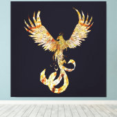 Fênix em chamas - Phoenix on fire. Canvas Afdruk (Insitu (Houten vloer))