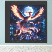 Fênix flamejante canvas afdruk (Insitu (Houten vloer))