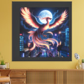 Fênix flamejante canvas afdruk (Insitu (Woonkamer))