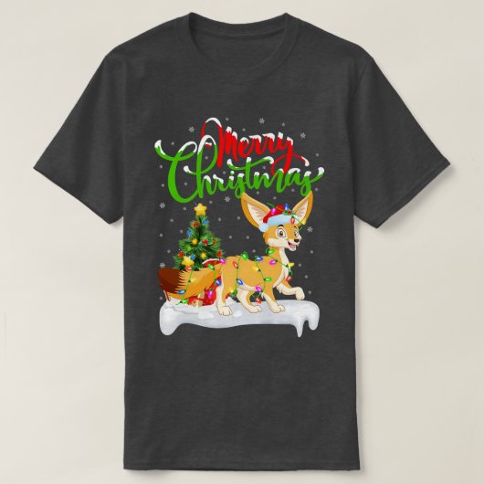 Fennec Fo Dierenliefhebber Kerstverlichting Fennec T-shirt (Design voorkant)