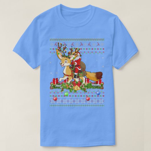 Fennec Fo Lover Xmas Ugly Santa Riding Fennec Fo C T-shirt (Design voorkant)
