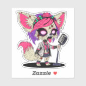 Fennec Fox 80s Pop Star Zombie Sticker (Vel)