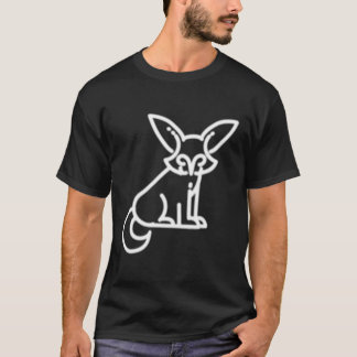 Fennec Fox Animal Badge Patch Line Art Icon Outlin T-shirt