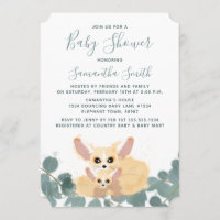 Fennec Fox Baby shower Waterverf groen