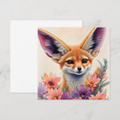 Fennec Fox Bloemenkunst Kaart (Voorkant / Achterkant)