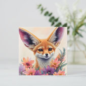 Fennec Fox Bloemenkunst Kaart (Staand voorkant)