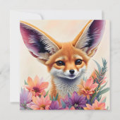 Fennec Fox Bloemenkunst Kaart (Voorkant)