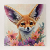 Fennec Fox bloemenportret schilderij Legpuzzel (Verticaal)