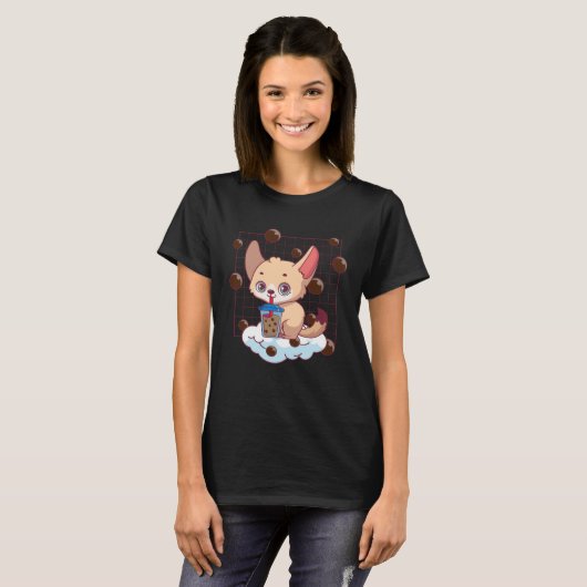Fennec Fox Bubble Tea Fennec Fox  Fennec Foxes T-shirt (Voorkant volledig)