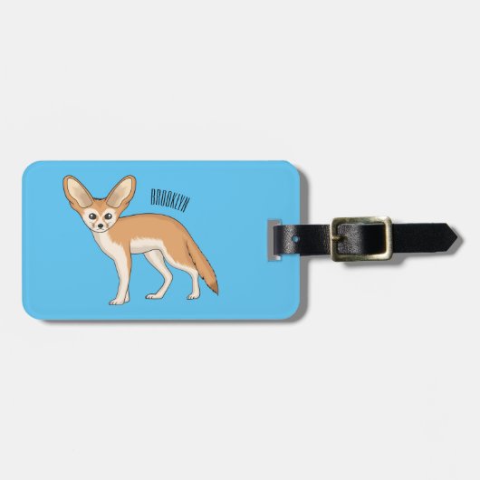 Fennec fox cartoon afbeelding bagagelabel (Voorkant horizontaal)