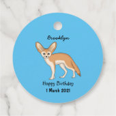 Fennec fox cartoon afbeelding bedankjes labels (Achterkant)