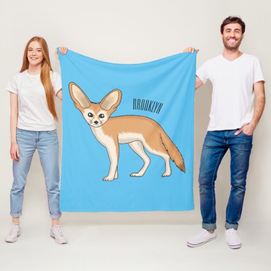 Fennec fox cartoon afbeelding fleece deken (In situ)
